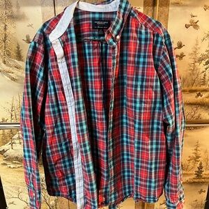 American Eagle Plaid Shirt in Red and Blue